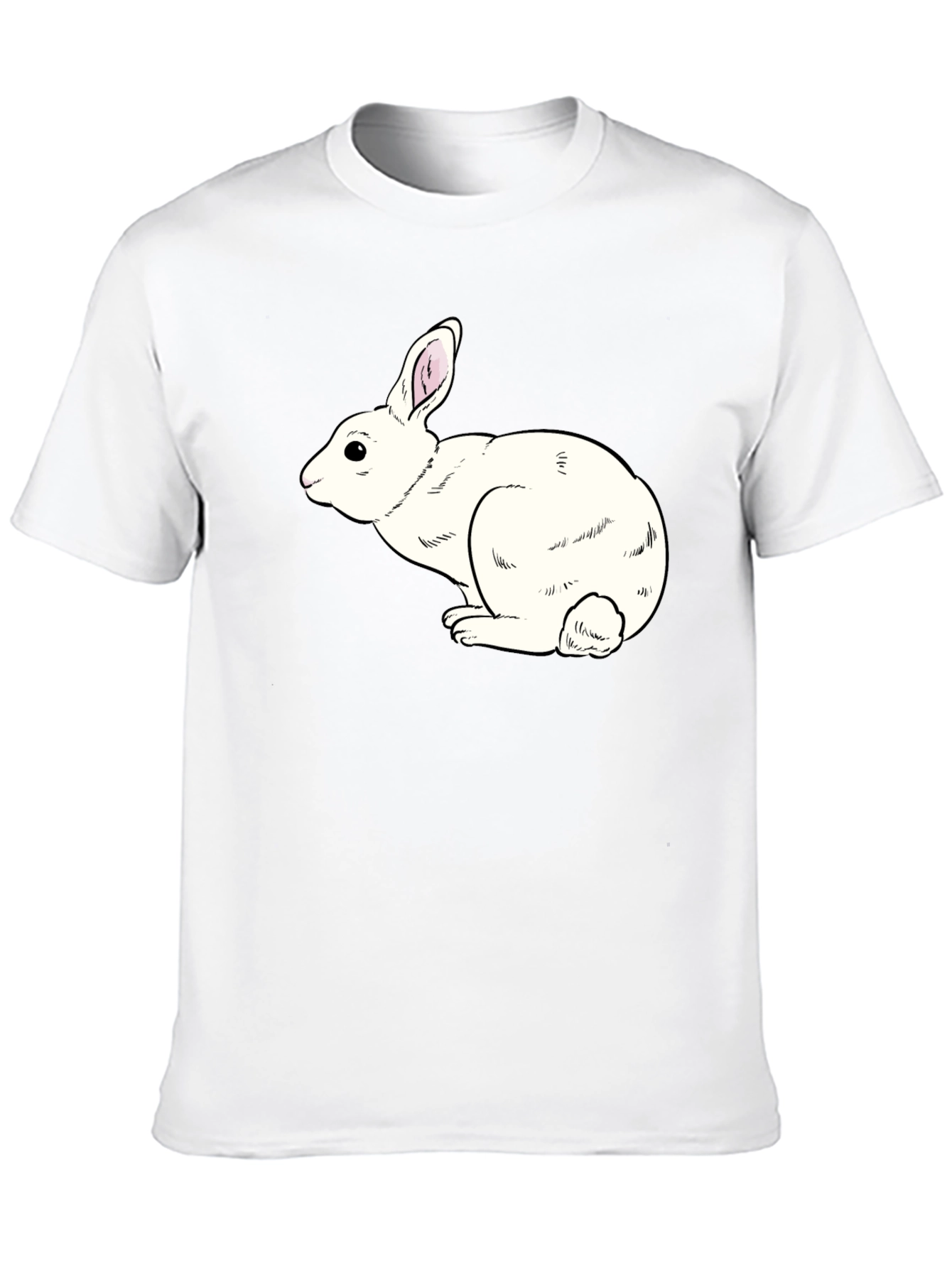 Camiseta Negra con Conejo Blanco