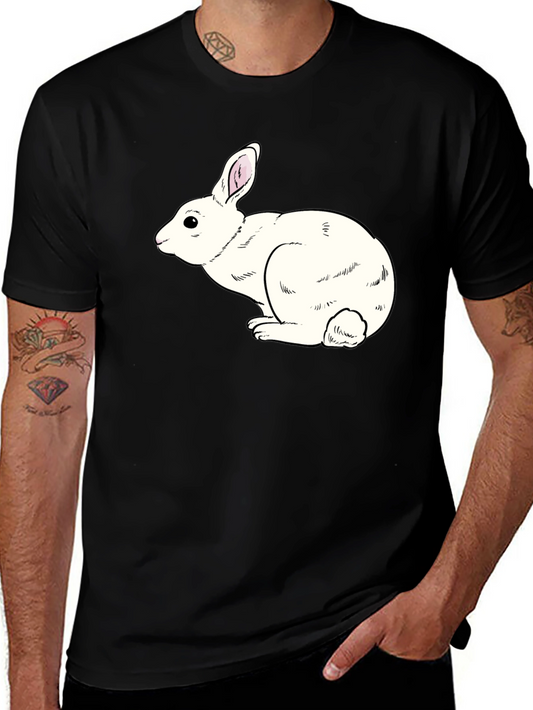Camiseta Negra con Conejo Blanco