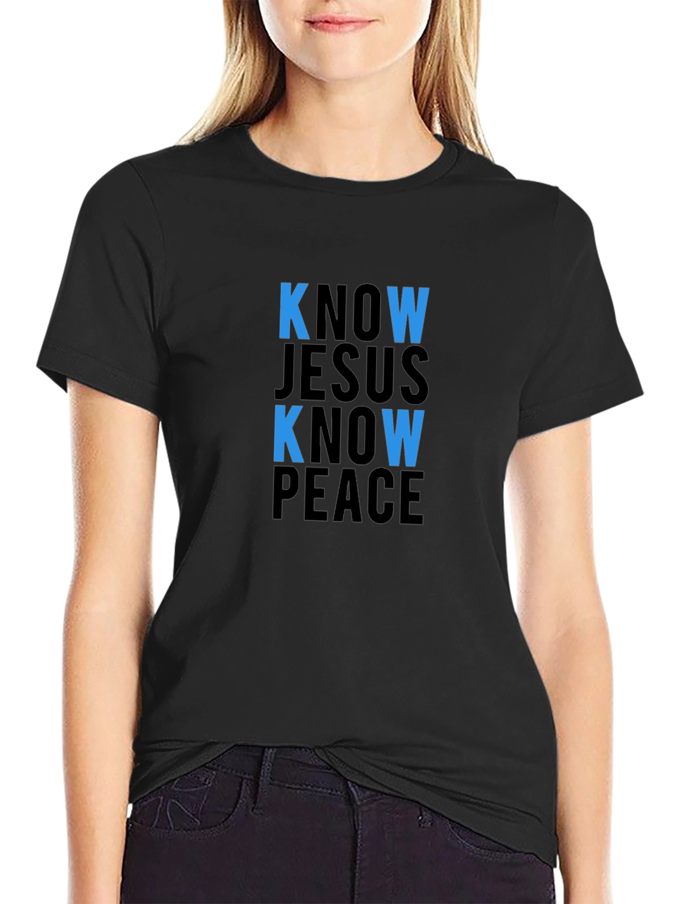 Camiseta Negra: Conoce a Jesús Conoce la Paz