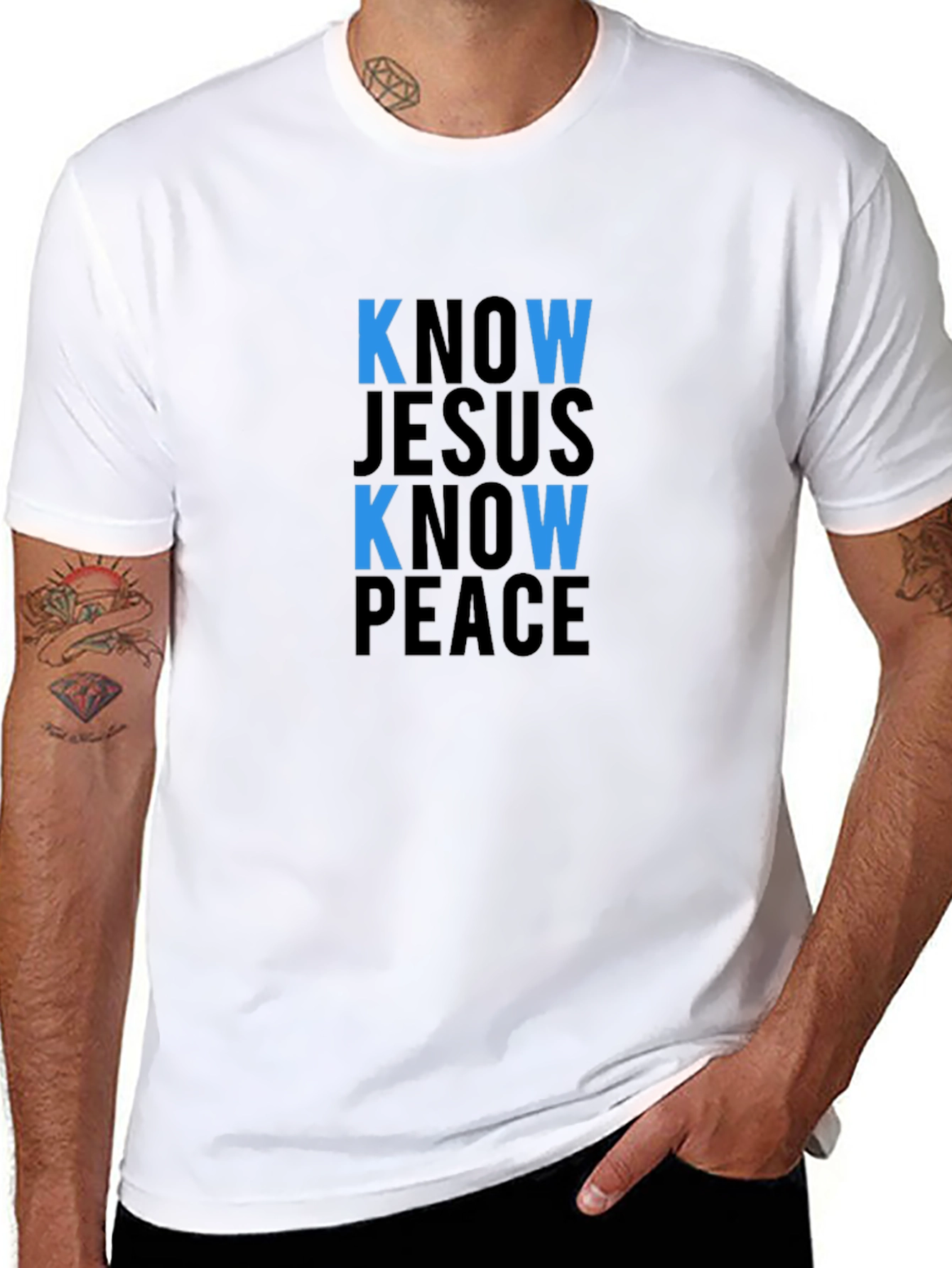Camiseta Negra: Conoce a Jesús Conoce la Paz