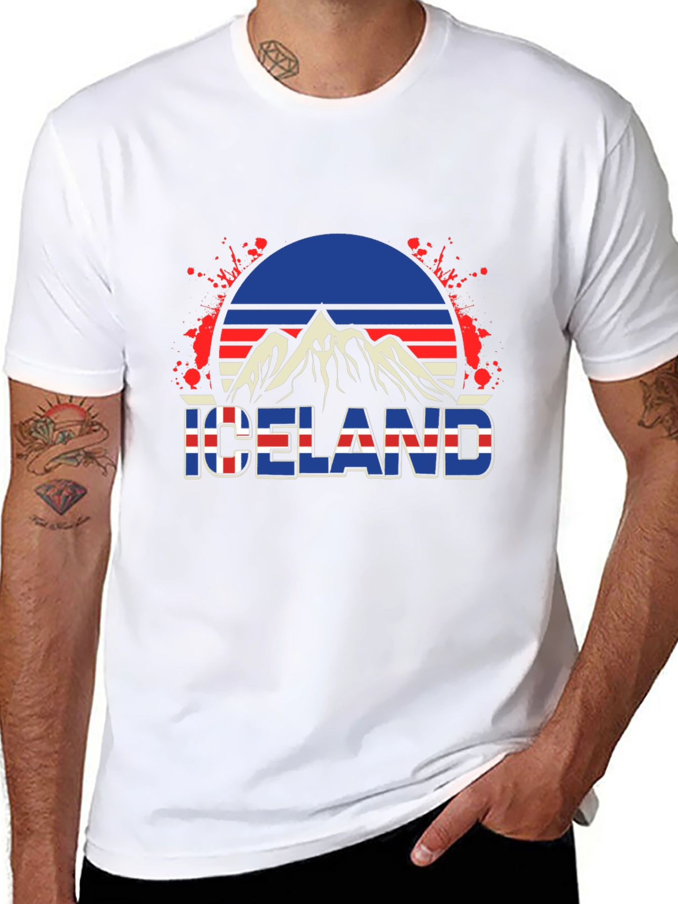Camiseta Hombre Diseño Islandia Retro