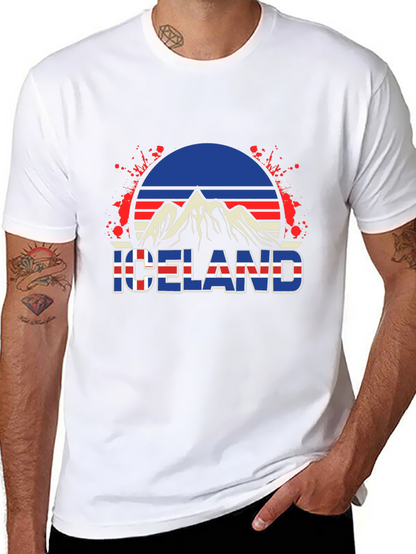 Camiseta Hombre Diseño Islandia Retro
