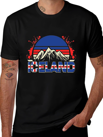 Camiseta Hombre Diseño Islandia Retro