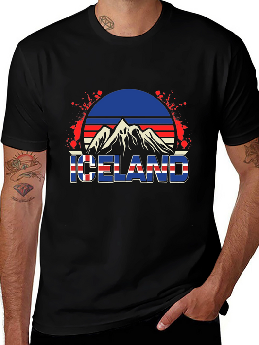 Camiseta Hombre Diseño Islandia Retro
