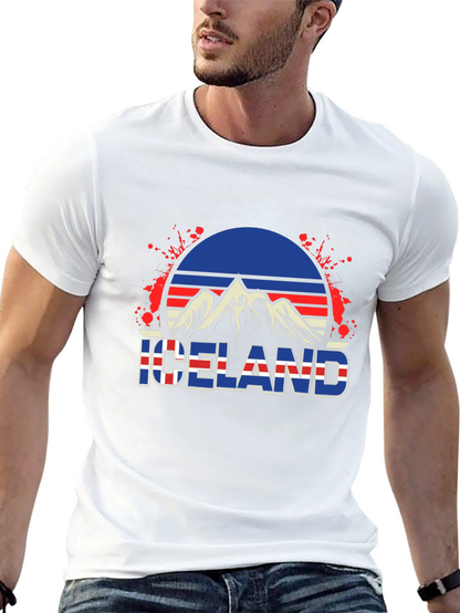 Camiseta Hombre Diseño Islandia Retro