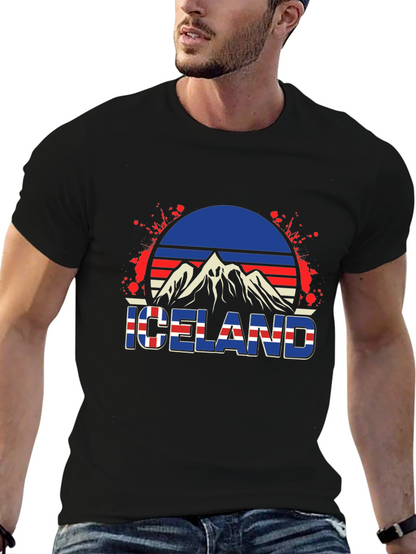 Camiseta Hombre Diseño Islandia Retro