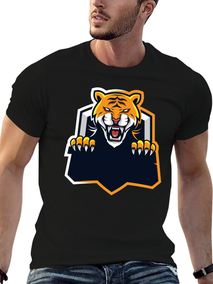 Camiseta Negra con Diseño de Tigre Feroz