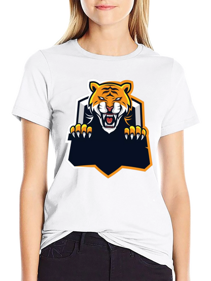 Camiseta Negra con Diseño de Tigre Feroz