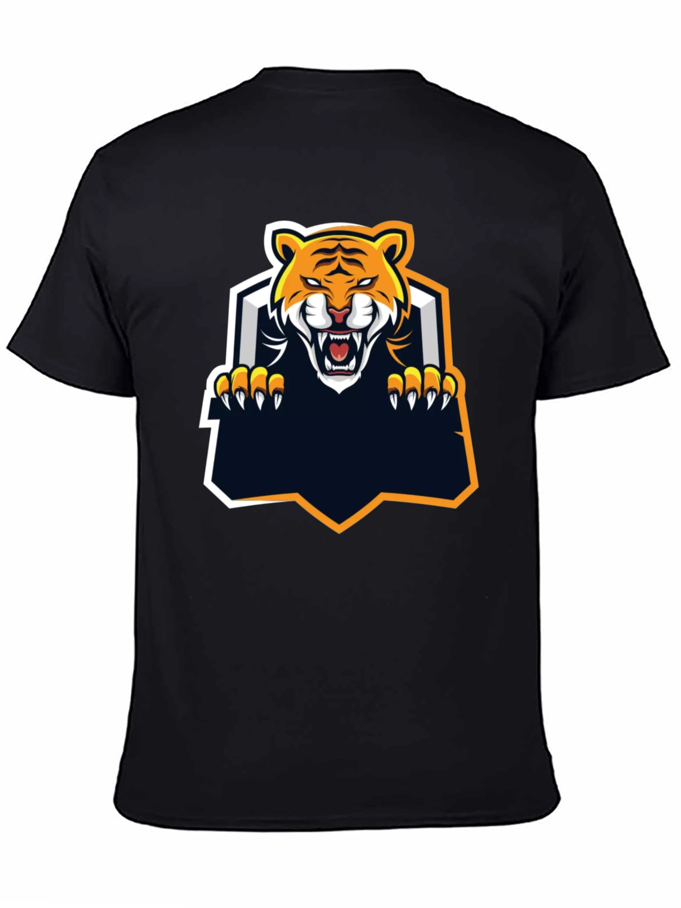 Camiseta Negra con Diseño de Tigre Feroz