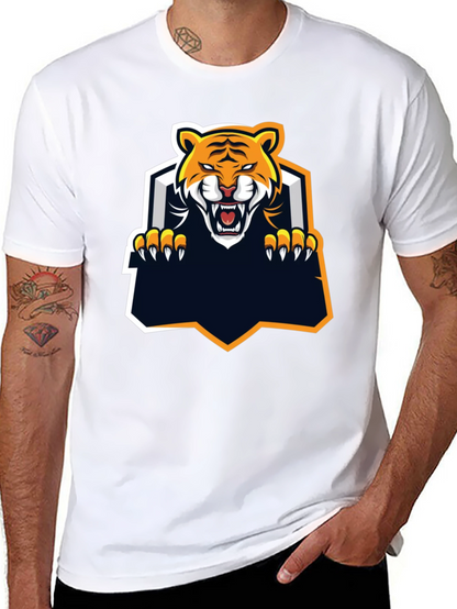Camiseta Negra con Diseño de Tigre Feroz