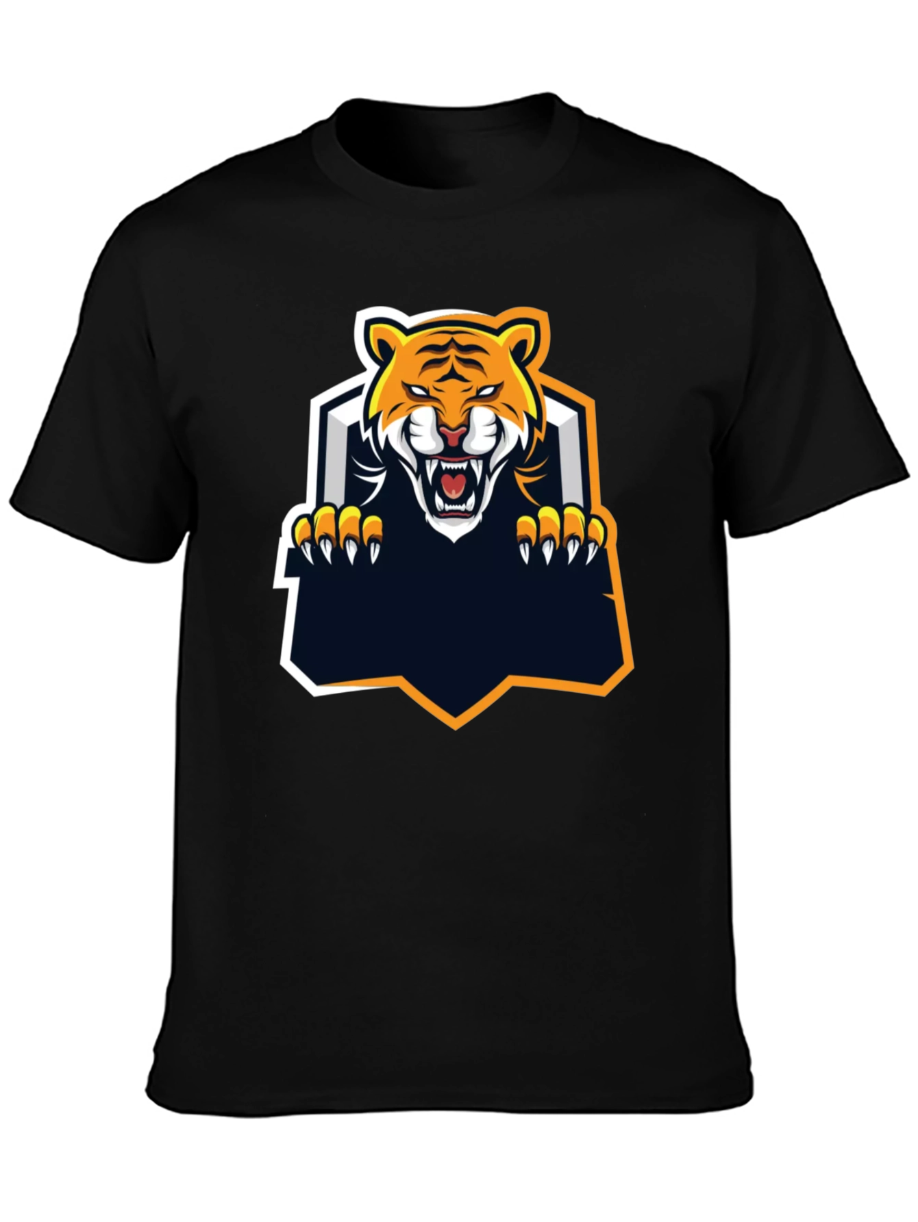 Camiseta Negra con Diseño de Tigre Feroz