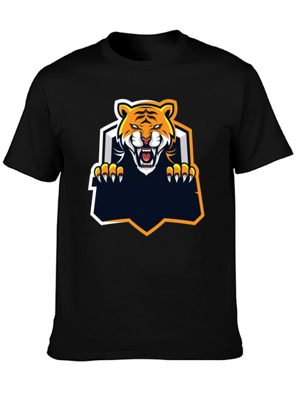 Camiseta Negra con Diseño de Tigre Feroz