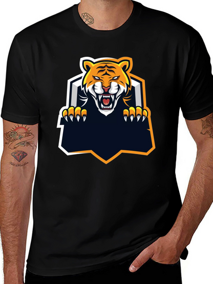 Camiseta Negra con Diseño de Tigre Feroz
