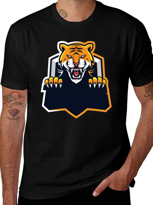 Camiseta Negra con Diseño de Tigre Feroz