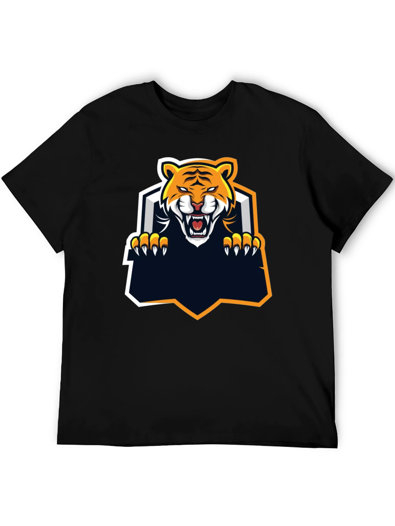 Camiseta Negra con Diseño de Tigre Feroz