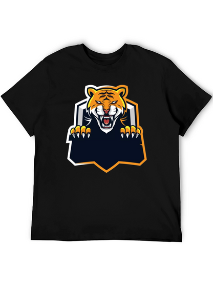 Camiseta Negra con Diseño de Tigre Feroz