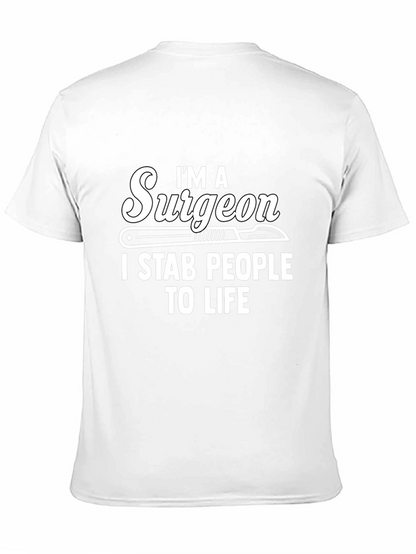 Camiseta Negra Cirujano: ¡Yo Apuñalo Gente a la Vida!