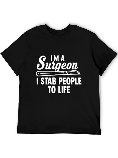 Camiseta Negra Cirujano: ¡Yo Apuñalo Gente a la Vida!