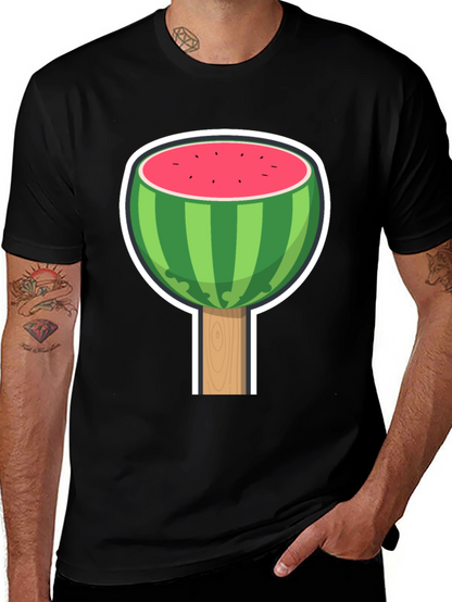 Camiseta Negra con Diseño de Sandía Divertida