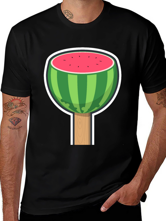 Camiseta Negra con Diseño de Sandía Divertida