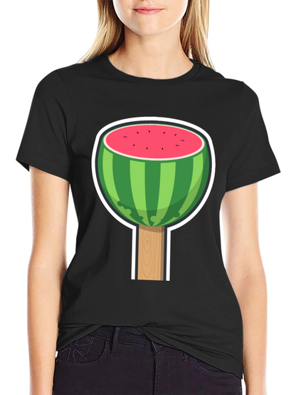 Camiseta Negra con Diseño de Sandía Divertida