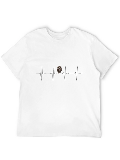 Camiseta Negra con Diseño de Latido de Búho