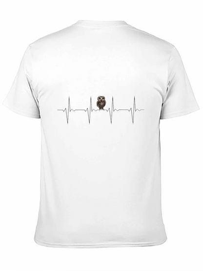 Camiseta Negra con Diseño de Latido de Búho