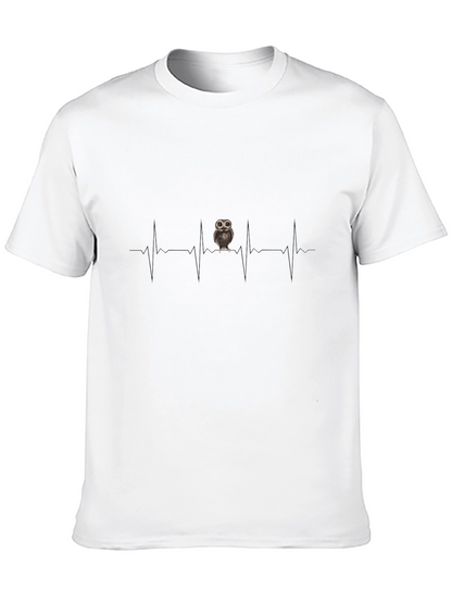Camiseta Negra con Diseño de Latido de Búho