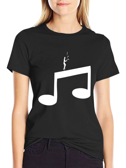 Camiseta Negra Hombre Diseño Nota Musical y Malabarista