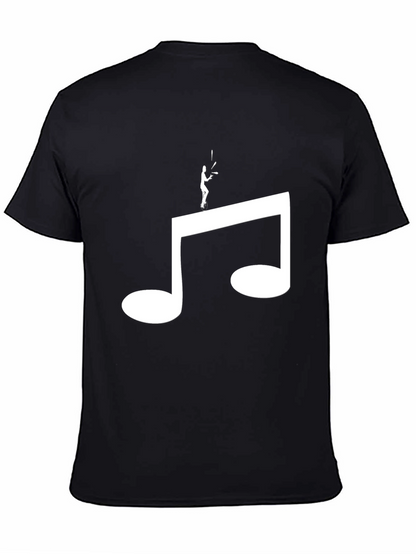 Camiseta Negra Hombre Diseño Nota Musical y Malabarista