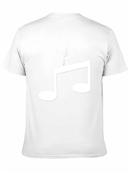 Camiseta Negra Hombre Diseño Nota Musical y Malabarista