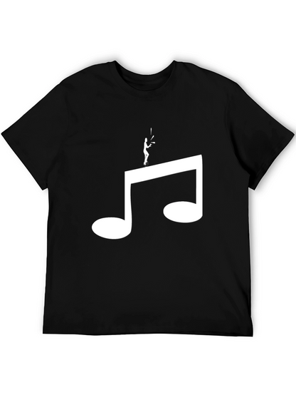 Camiseta Negra Hombre Diseño Nota Musical y Malabarista
