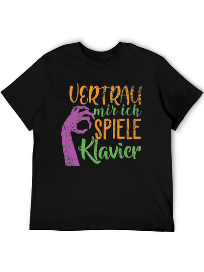 Camiseta Negra: Confía en Mí Toco el Piano