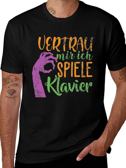 Camiseta Negra: Confía en Mí Toco el Piano