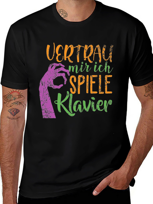 Camiseta Negra: Confía en Mí Toco el Piano