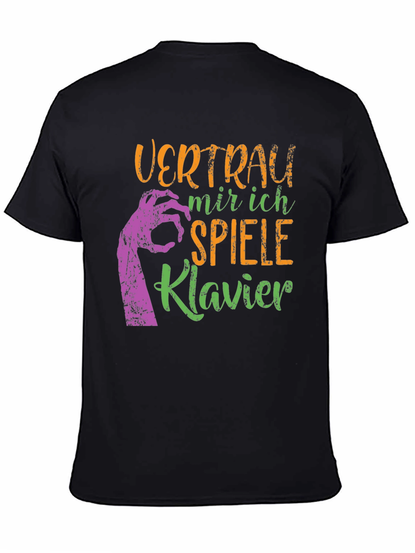 Camiseta Negra: Confía en Mí Toco el Piano