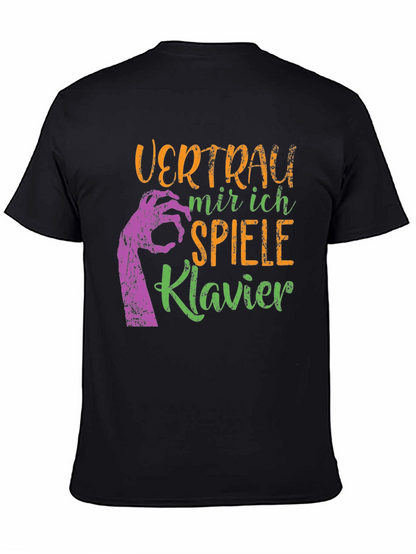 Camiseta Negra: Confía en Mí Toco el Piano