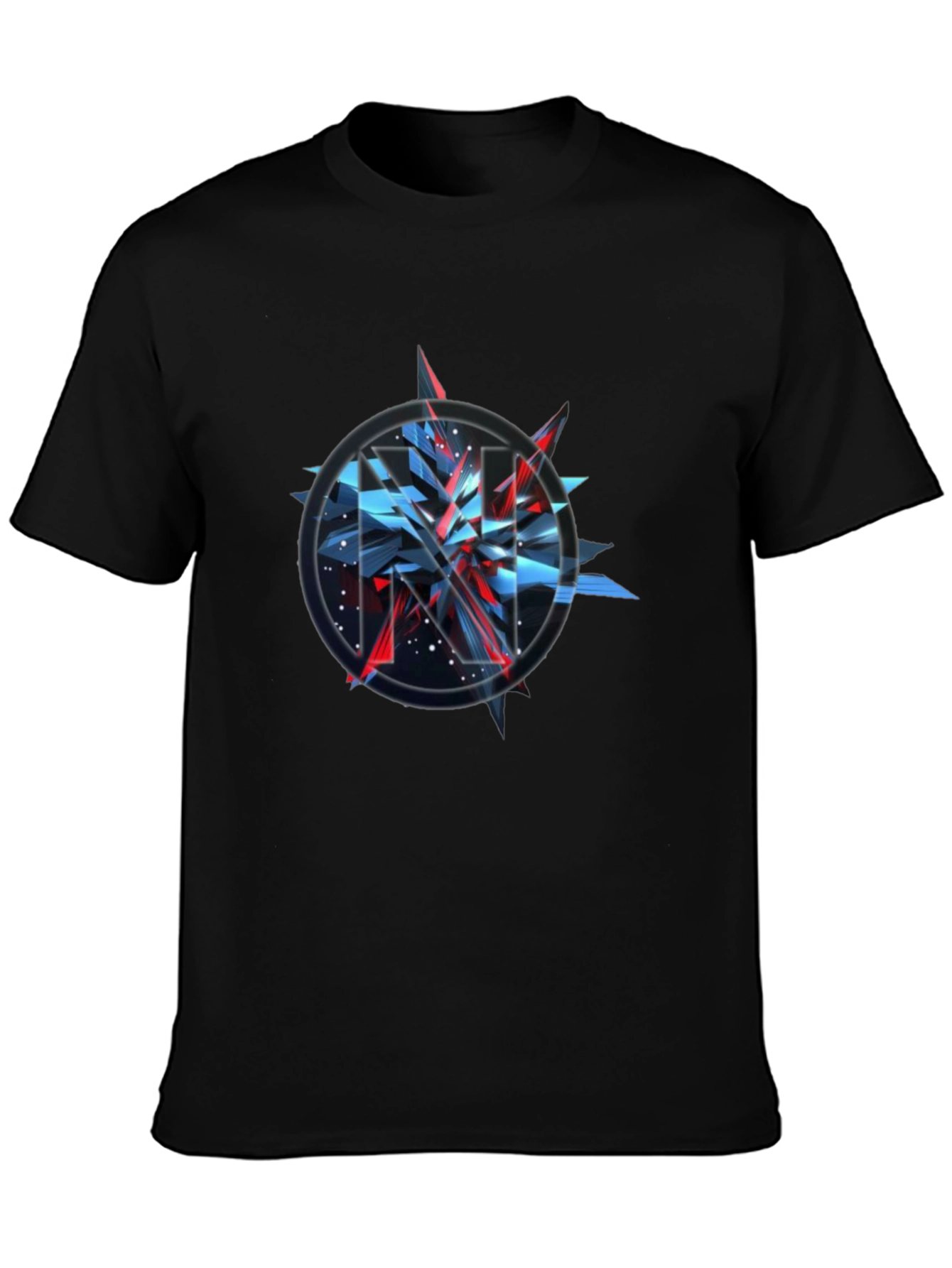 Camiseta Negra con Diseño Abstracto