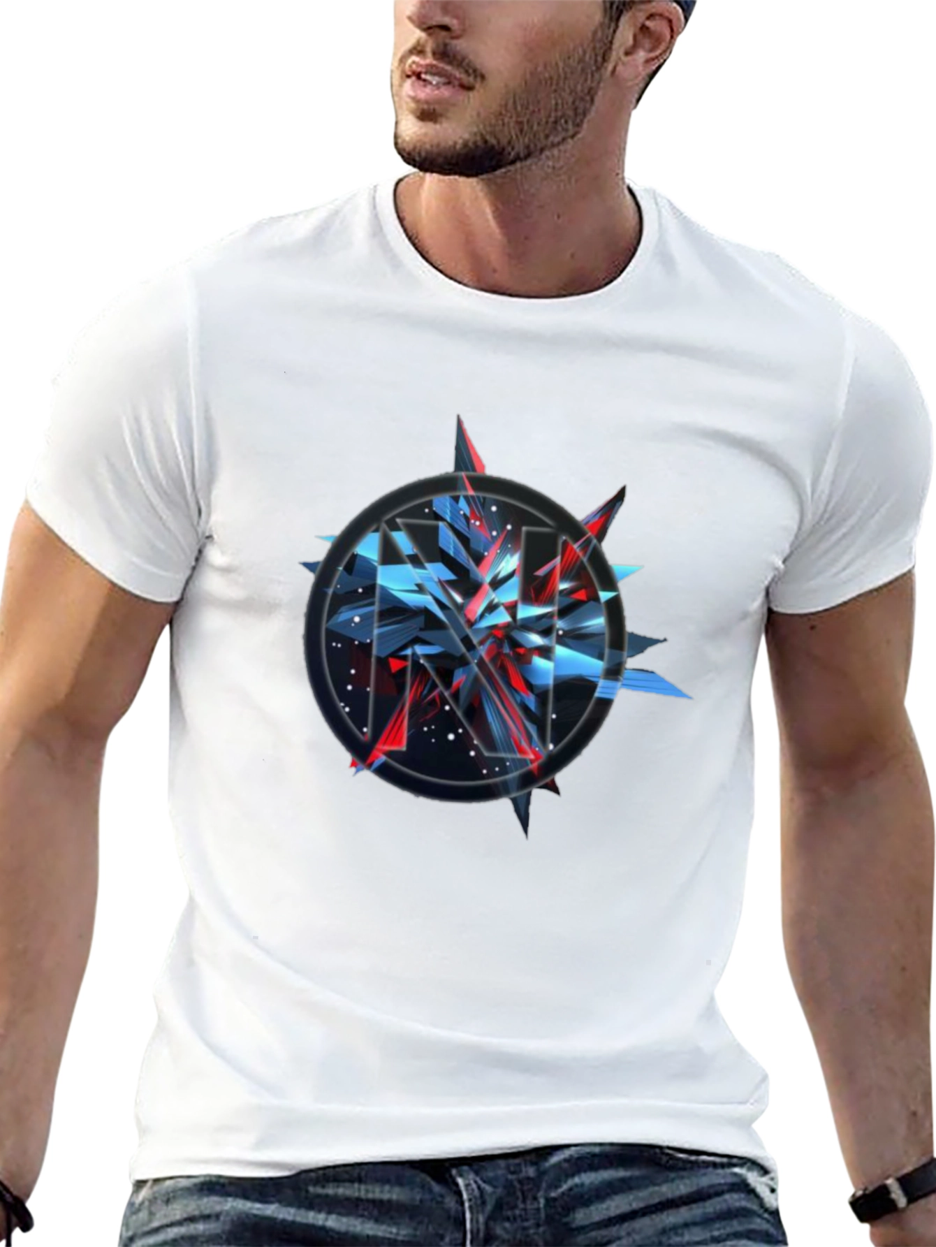 Camiseta Negra con Diseño Abstracto