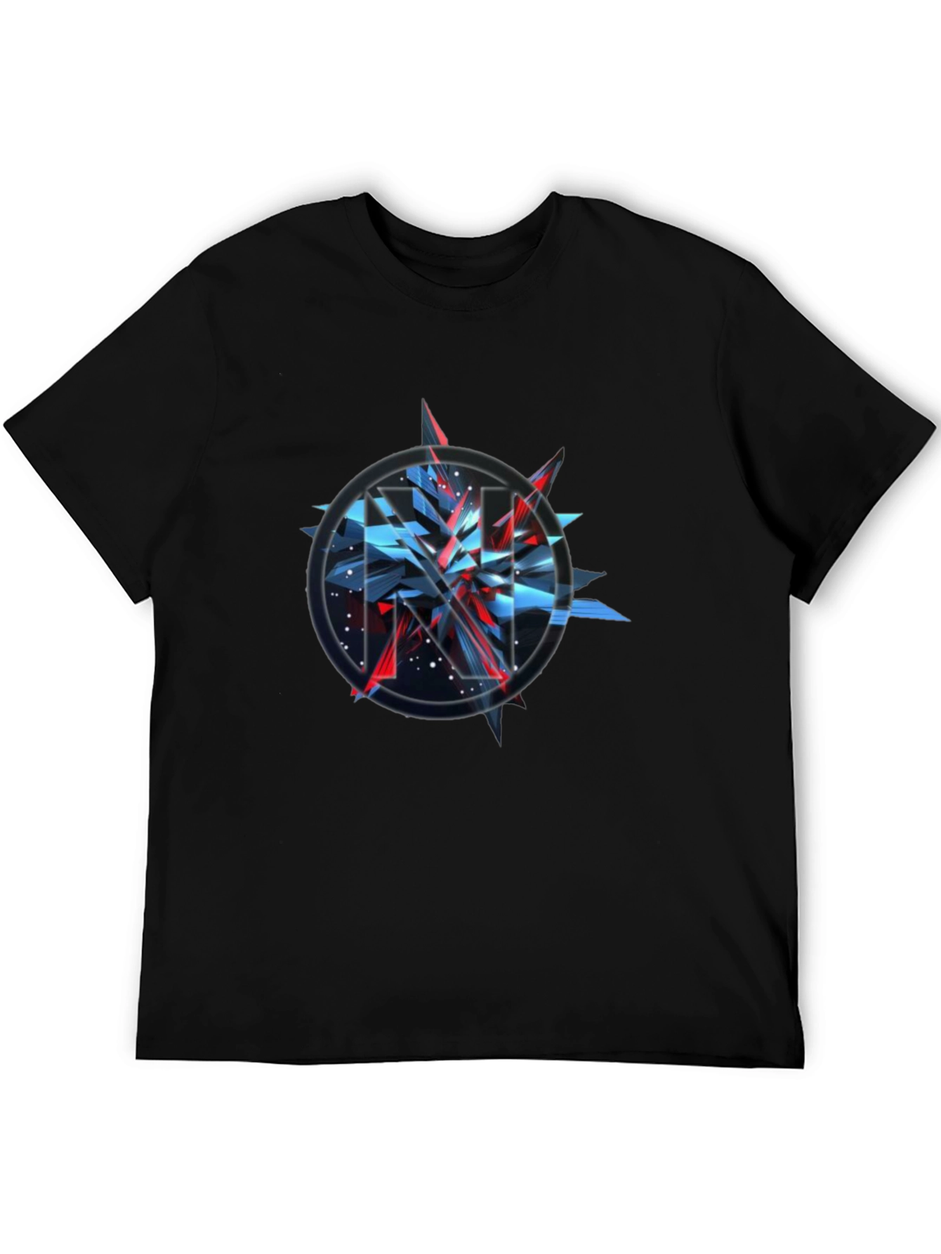 Camiseta Negra con Diseño Abstracto