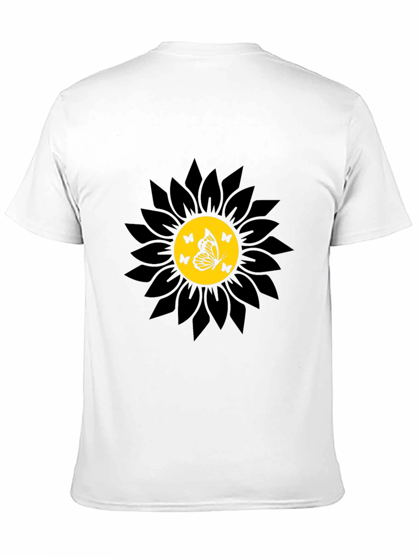Camiseta Negra Girasol con Mariposas