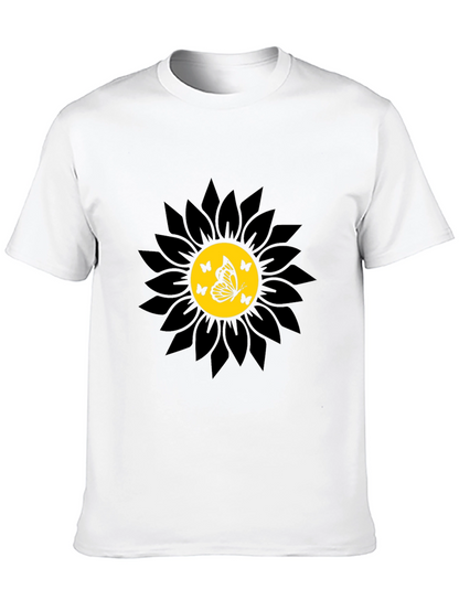 Camiseta Negra Girasol con Mariposas