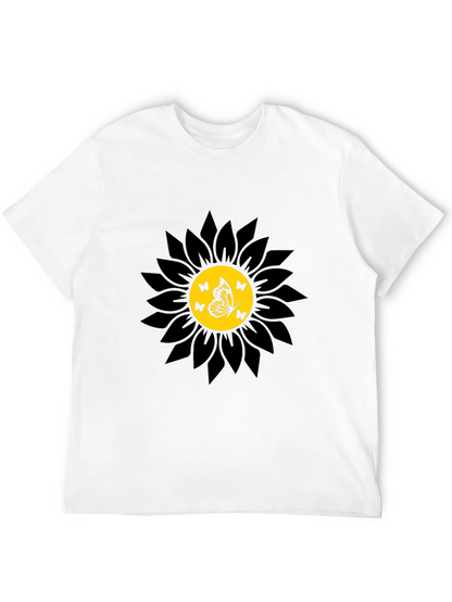 Camiseta Negra Girasol con Mariposas