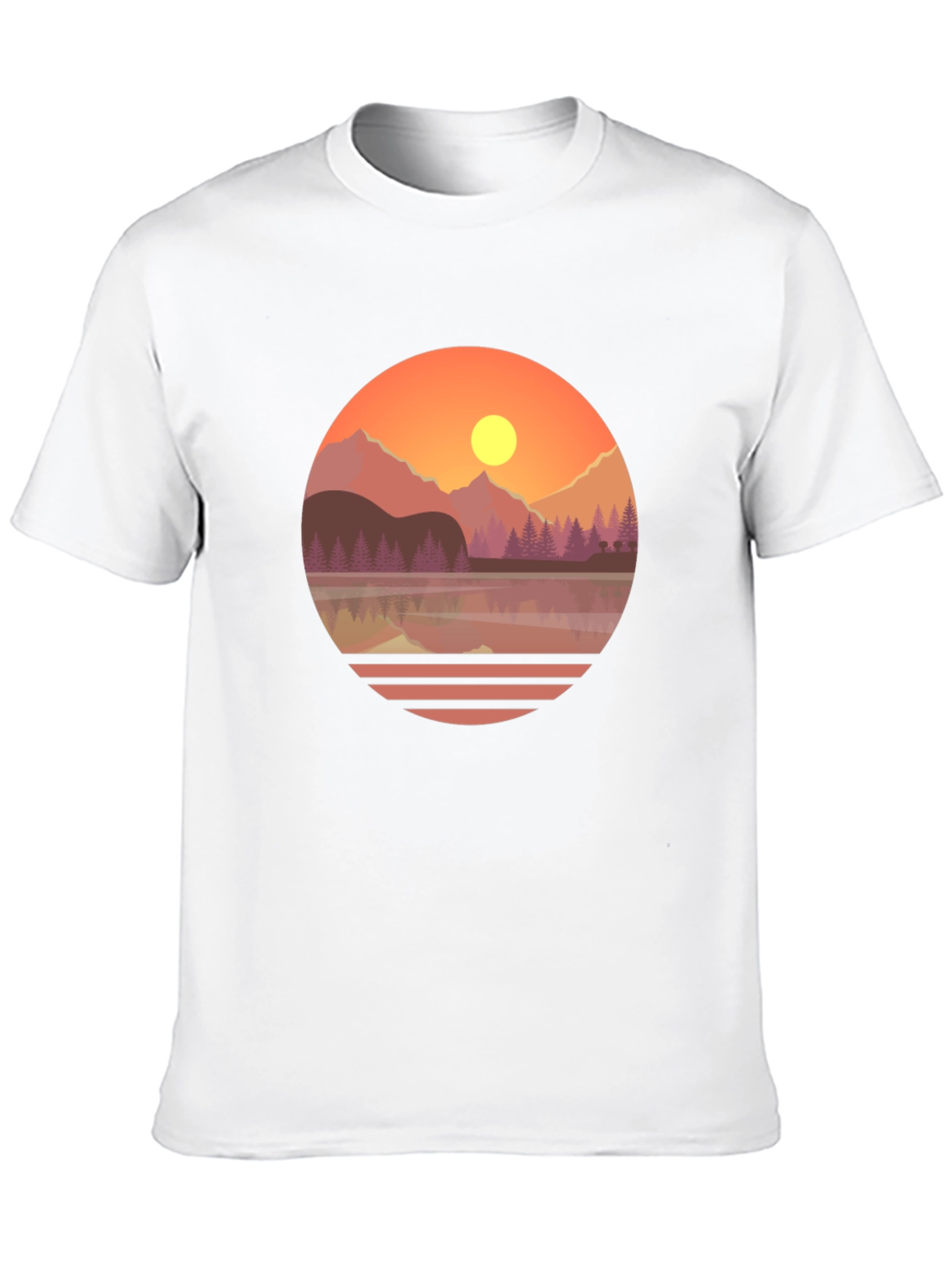 Camiseta Gráfica de Montaña al Atardecer