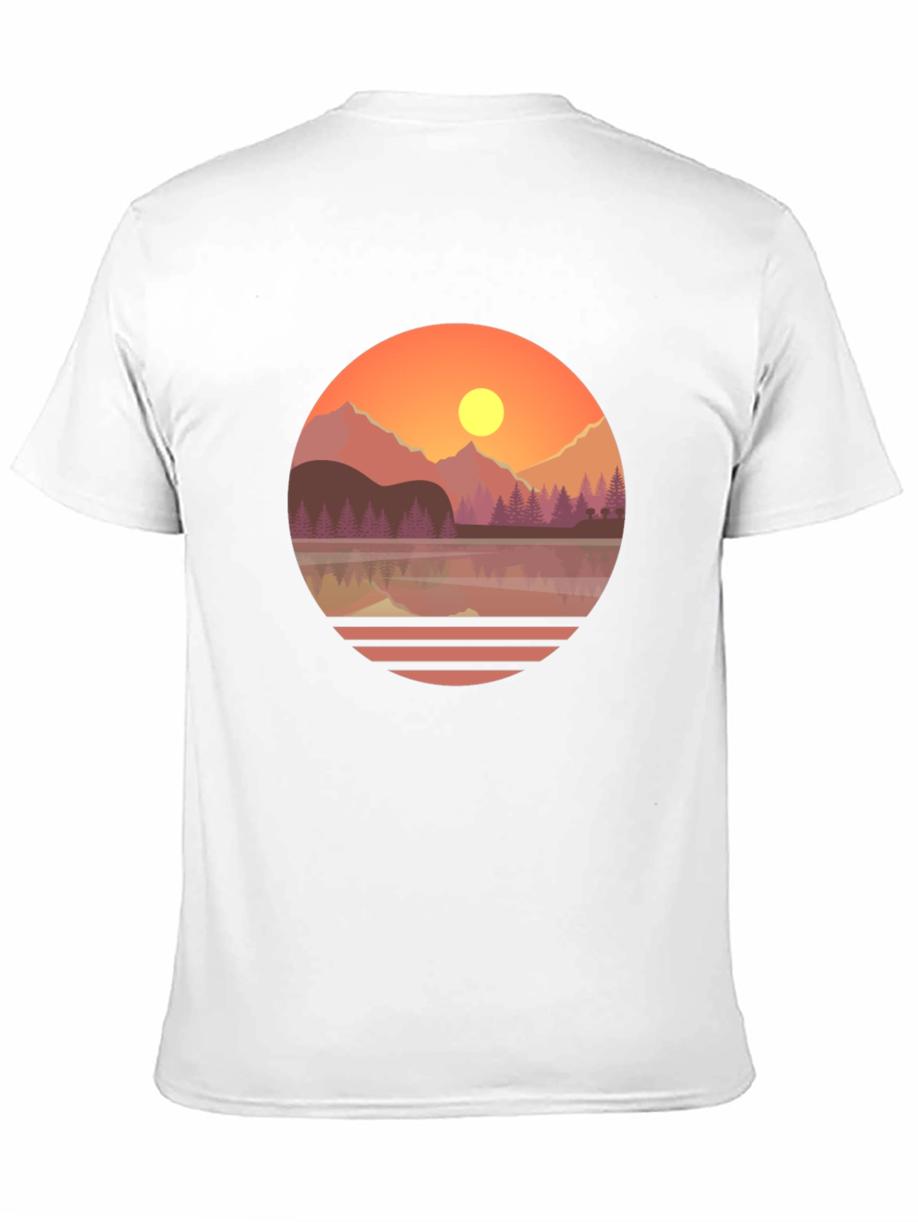Camiseta Gráfica de Montaña al Atardecer