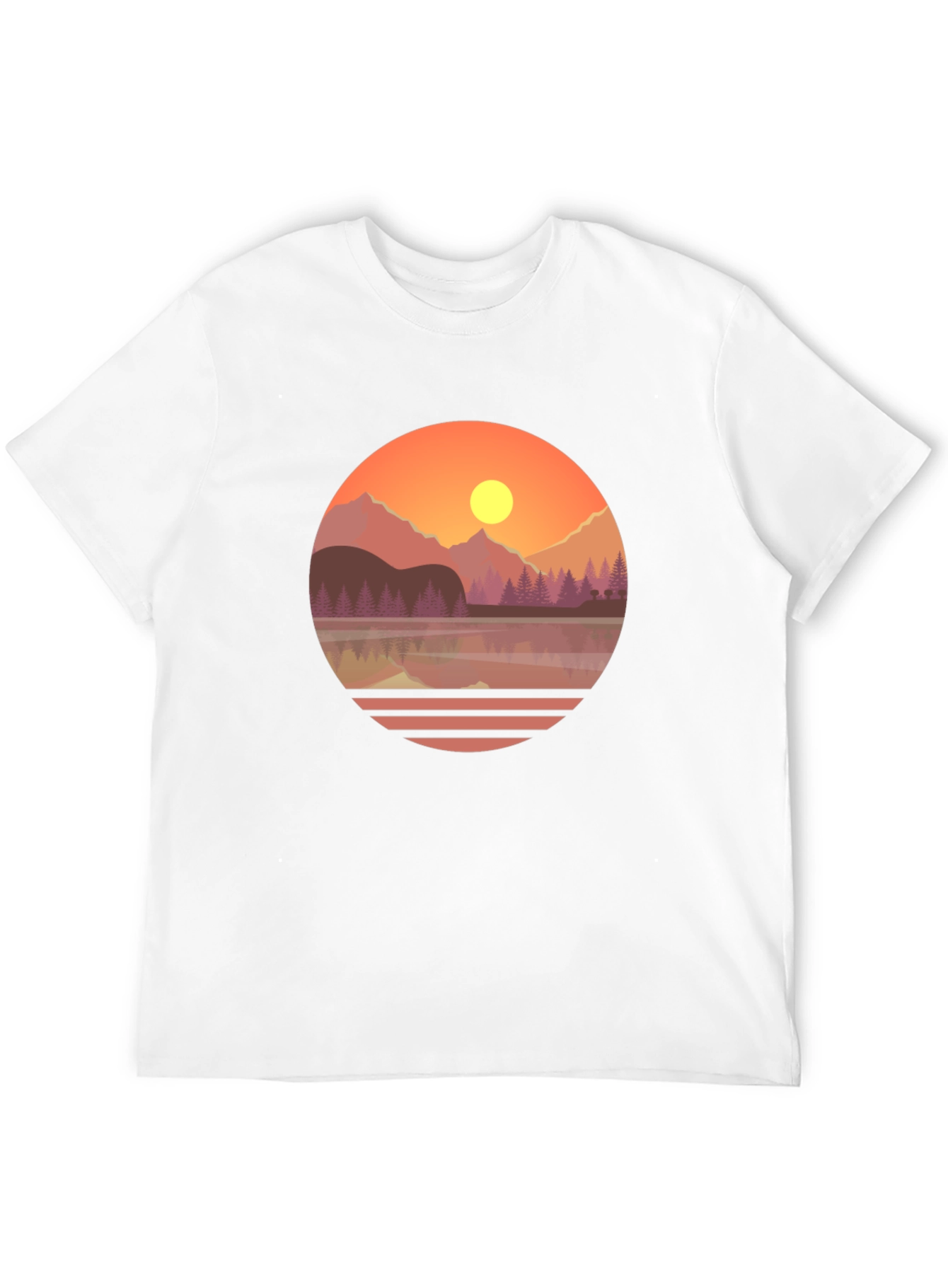 Camiseta Gráfica de Montaña al Atardecer