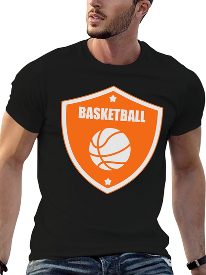 Camiseta Negra con Diseño de Baloncesto Naranja