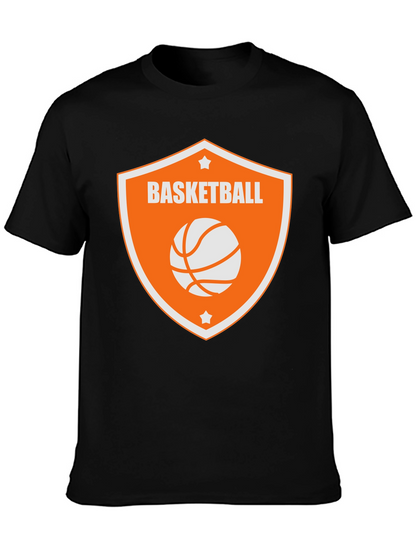 Camiseta Negra con Diseño de Baloncesto Naranja
