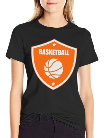 Camiseta Negra con Diseño de Baloncesto Naranja