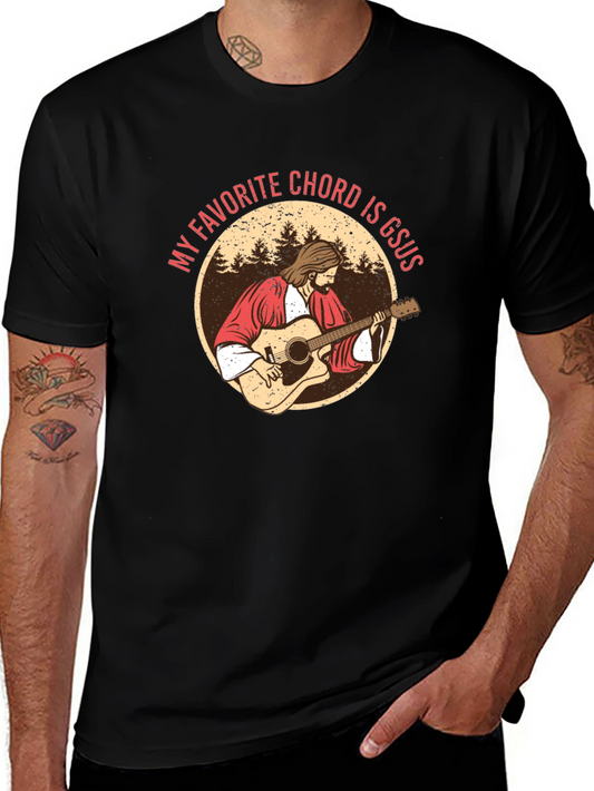 Camiseta Negra Mi Acorde Favorito es GSUS para Hombre